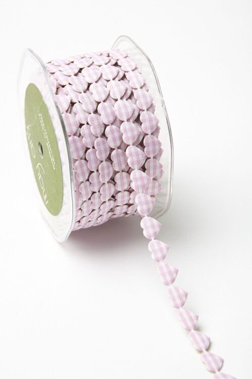 Лента фигурная клеевая Mini Gingham Hearts - Light Pink, 0,9 см, 1 м